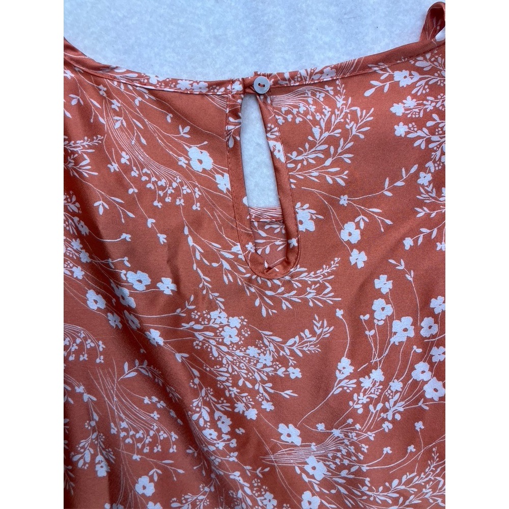 Vanilla Bay Womens 3X Rust Orange Floral Tiered Babydoll Top VT28391PLUSGG - Picture 7 of 7